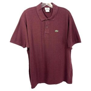 Lacoste XXL Polo Shirt Sz 7 Classic Fit Short Sleeve Casual Burgundy‎ Cotton 578